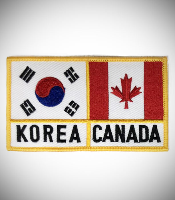 KOREA CANADA FLAG W/ ENG LETTER SEW ON PATCH 3-IN-1 BUNDLE